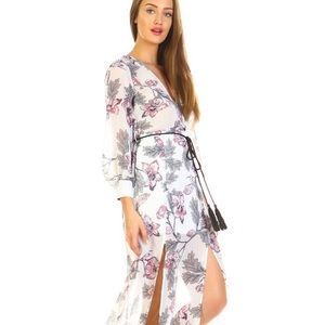 womens long sleeve v neck floral dress